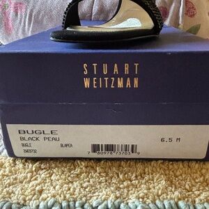Stuart Weitzman Black Peau Bugle Sandals